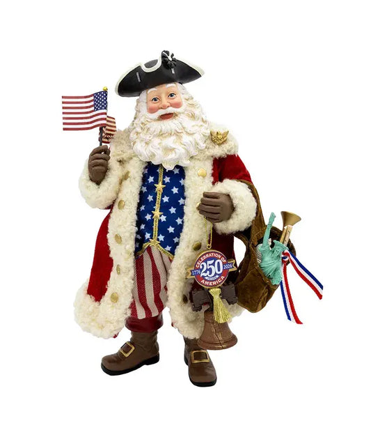 ** Pre- order** 11" 250th Anniversary America Musical Santa Tablepiece