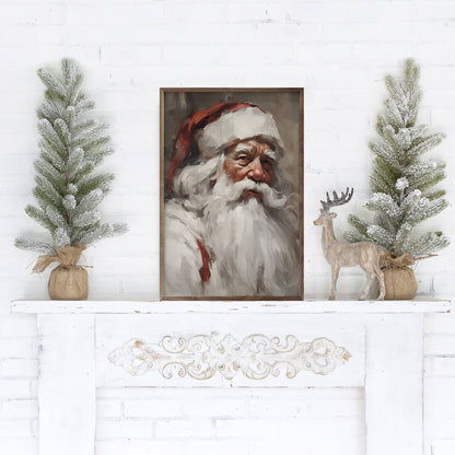 Santa Portrait In White Art Print