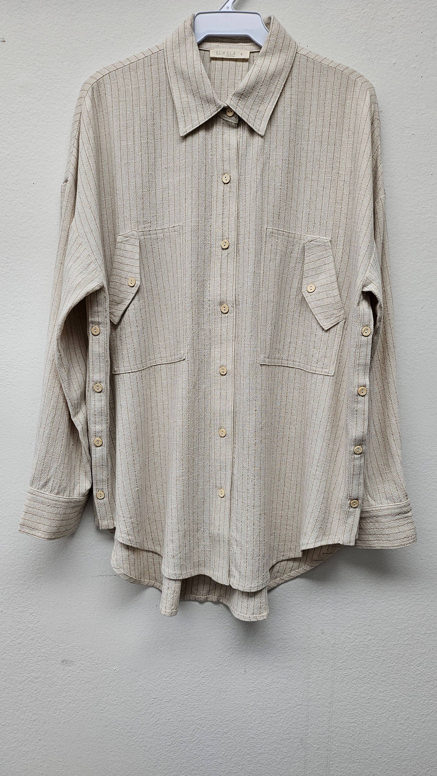 Stripe Linen Shirt Top