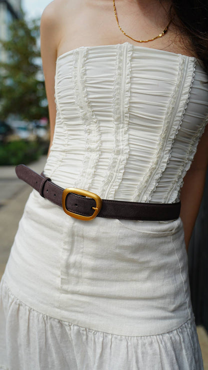 Suede Belt with Organic Shape Buckle