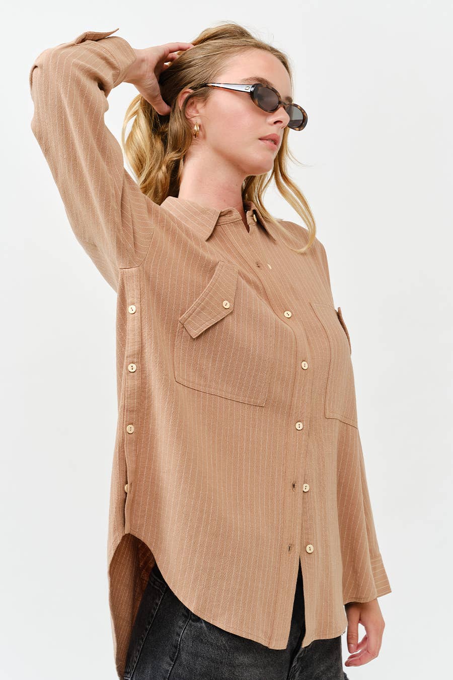 Stripe Linen Shirt Top
