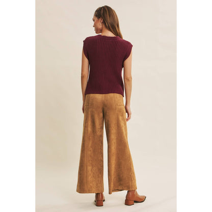 Buttery Suede Stretchy Wide-Leg Pants