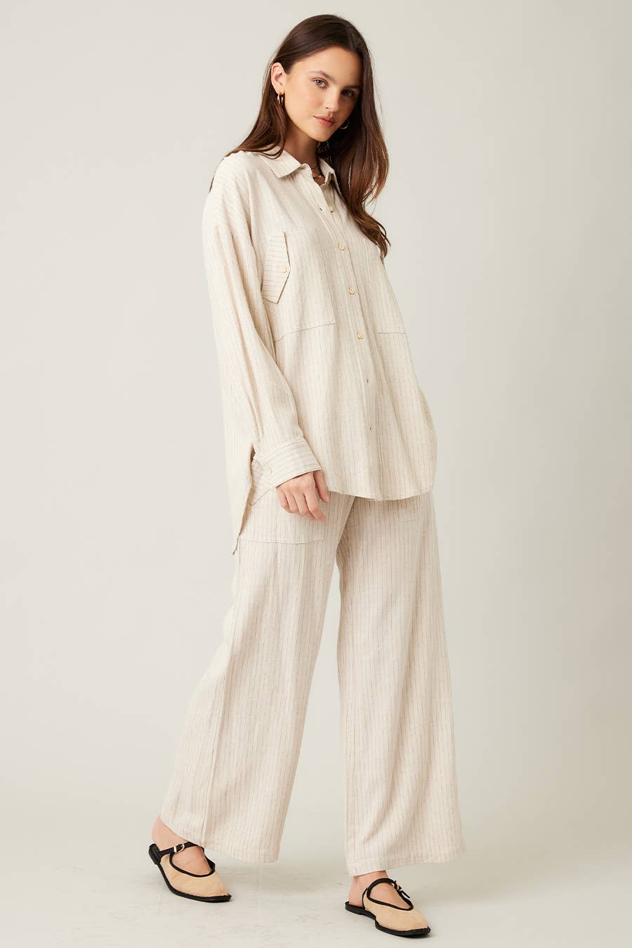 Stripe Linen Shirt Top