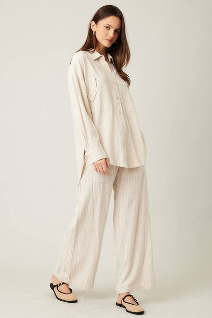 Stripe Linen Shirt Top