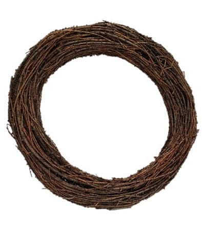 24-inch natural brown grapevine wreath base with interwoven twigs and branches