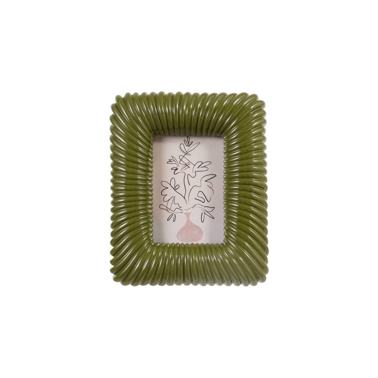Green Resin Ribbed Photo Frame