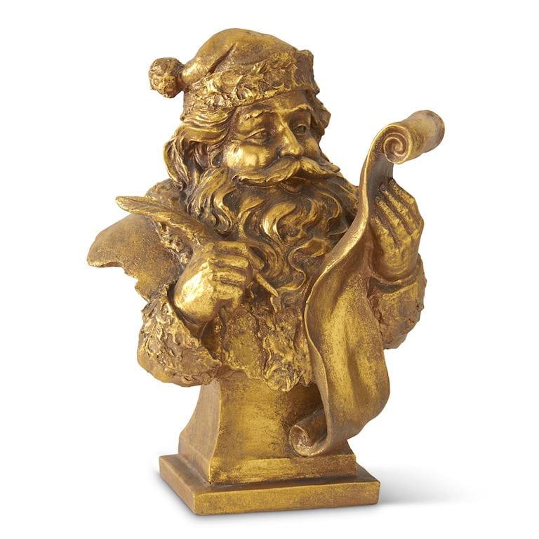 18 Inch Gold Resin Santa Holding List Bust