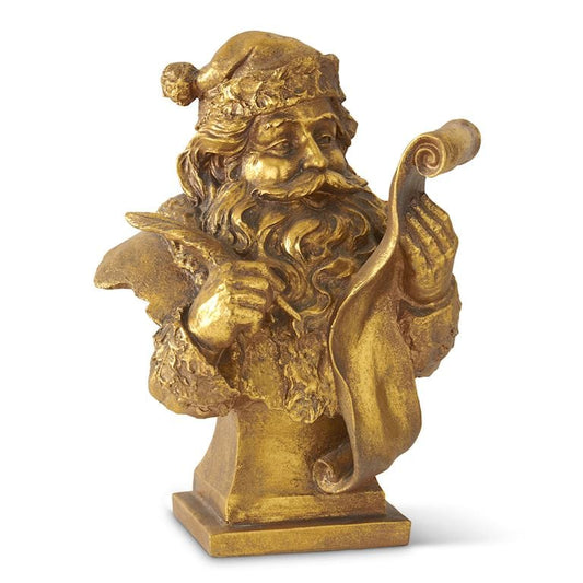 18 Inch Gold Resin Santa Holding List Bust