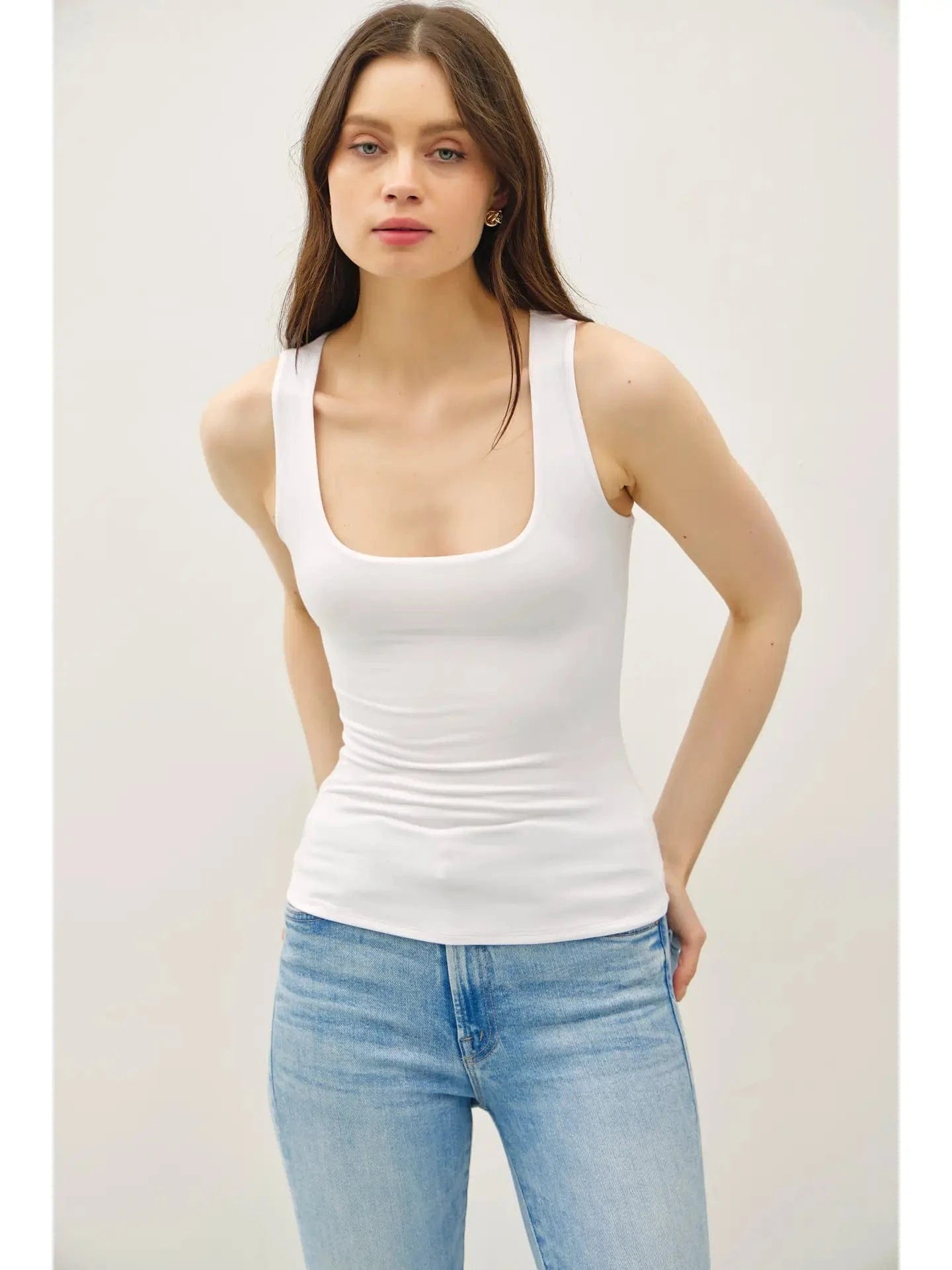 Ultra Soft Basic Square Neck Racerback Tank