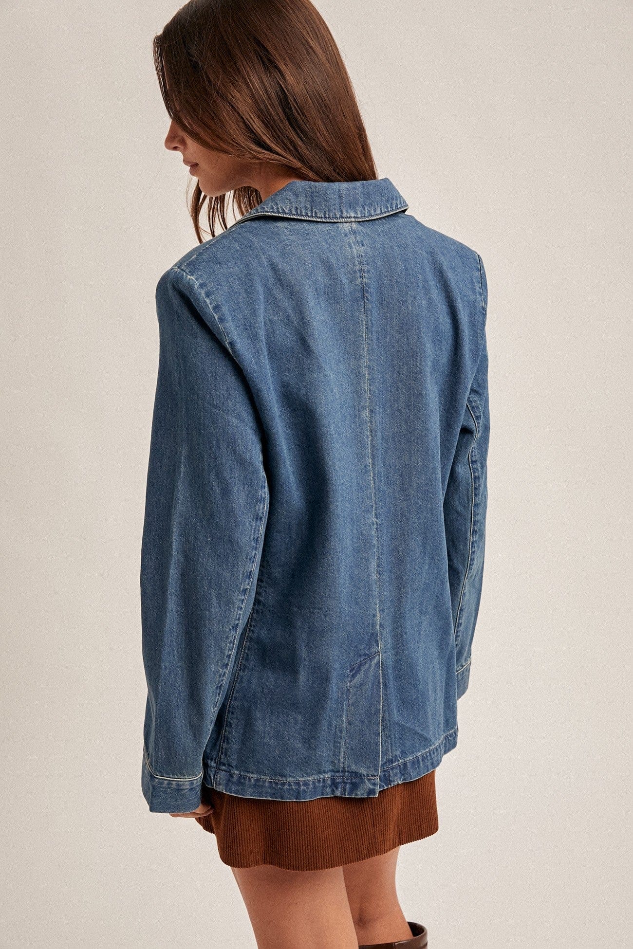 Denim Two Button Blazer Jacket