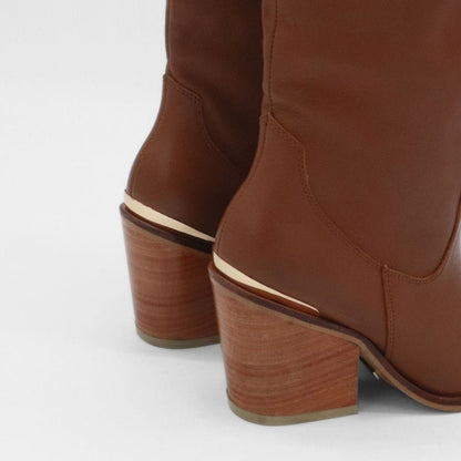 Prince 2-in-1 cowgirl boots in brown leather