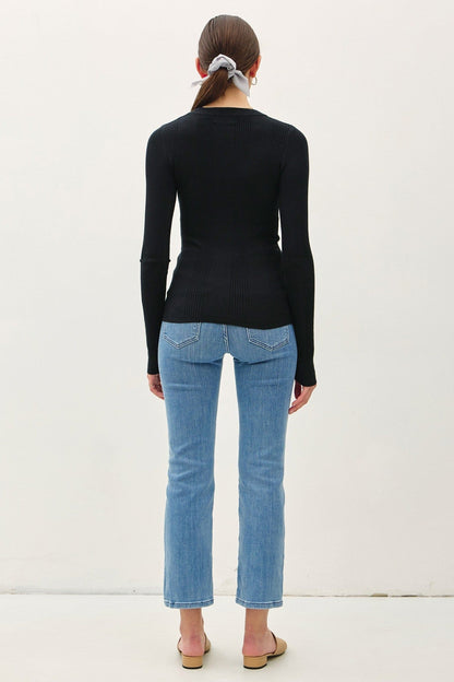 Basic Patterned Knit Sweater