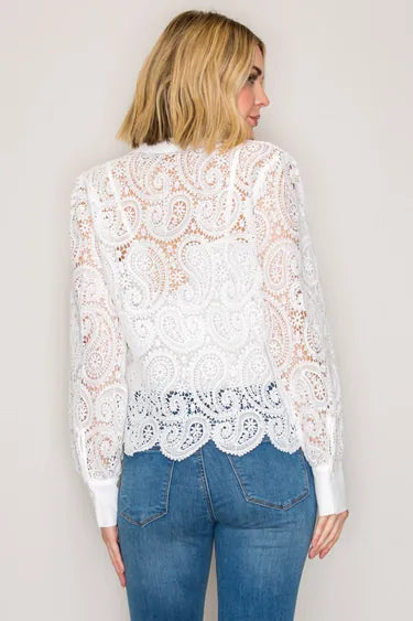 Paisley Lace Button-Down Shirt