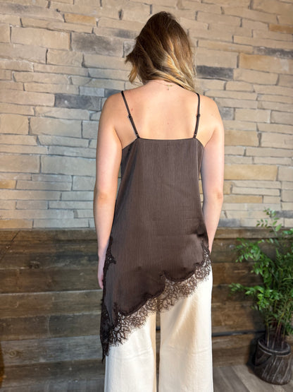 Asymmetrical Crinkle Satin Top