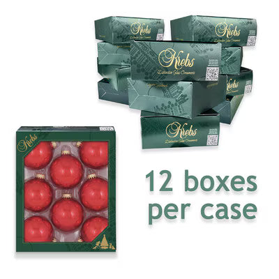 Krebs candy apple red glass ball ornaments, 8-count box, 12 boxes per case