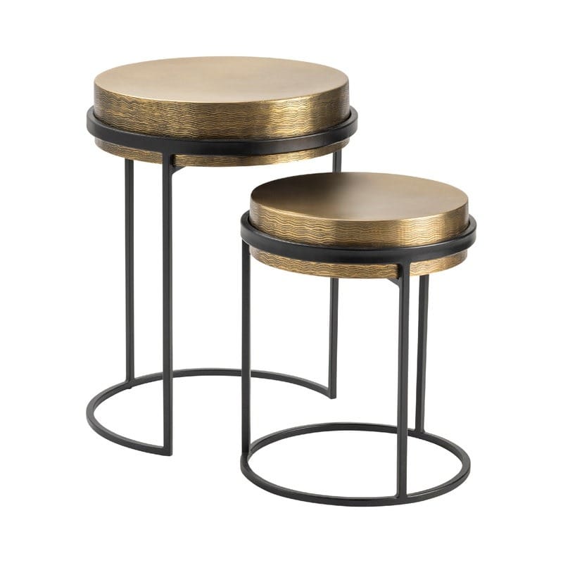 Textured Brass Nesting Table - Sold as Set