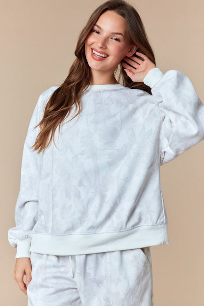 Leaf Printed Fleece Sweatshirt