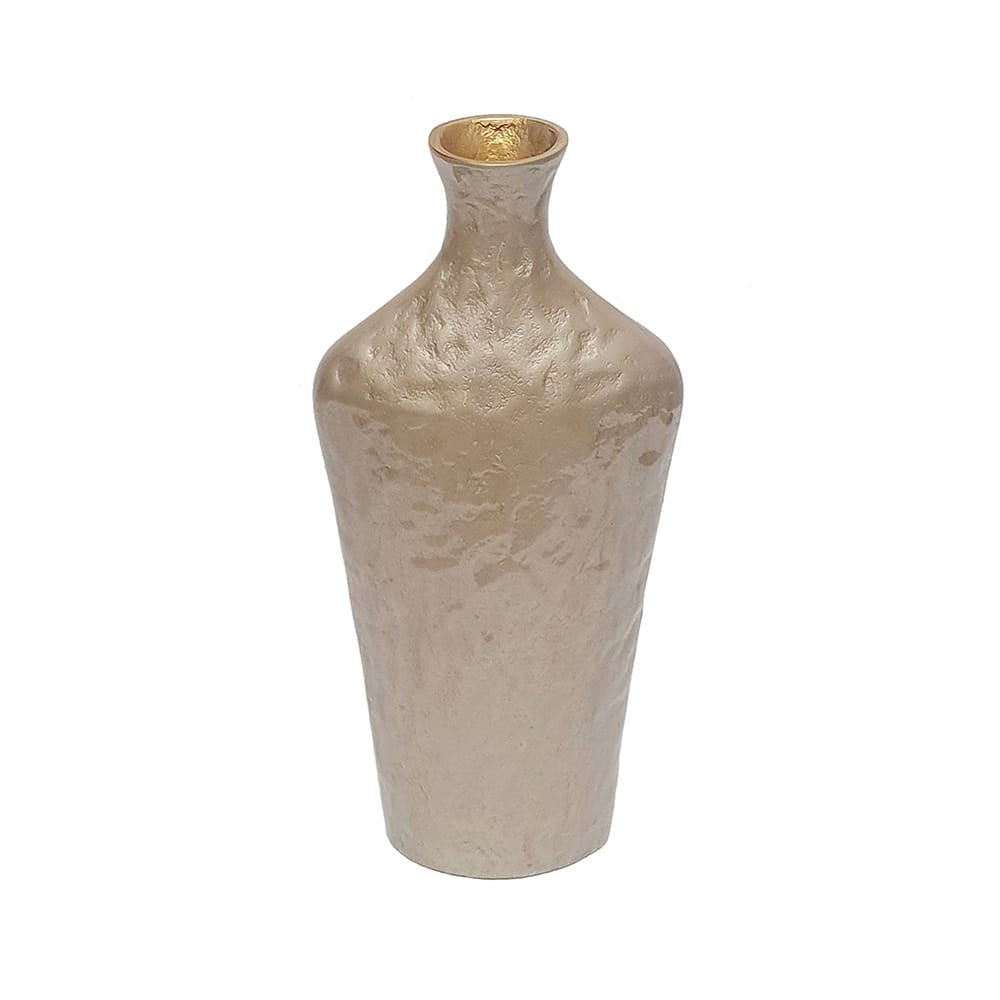 Sculptural Aluminum Accent Vase with Textured Champagne Gold Finish