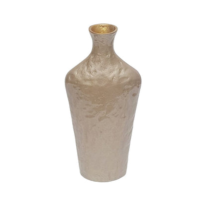 Sculptural Aluminum Accent Vase with Textured Champagne Gold Finish