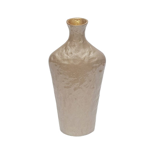 Sculptural Aluminum Accent Vase with Textured Champagne Gold Finish