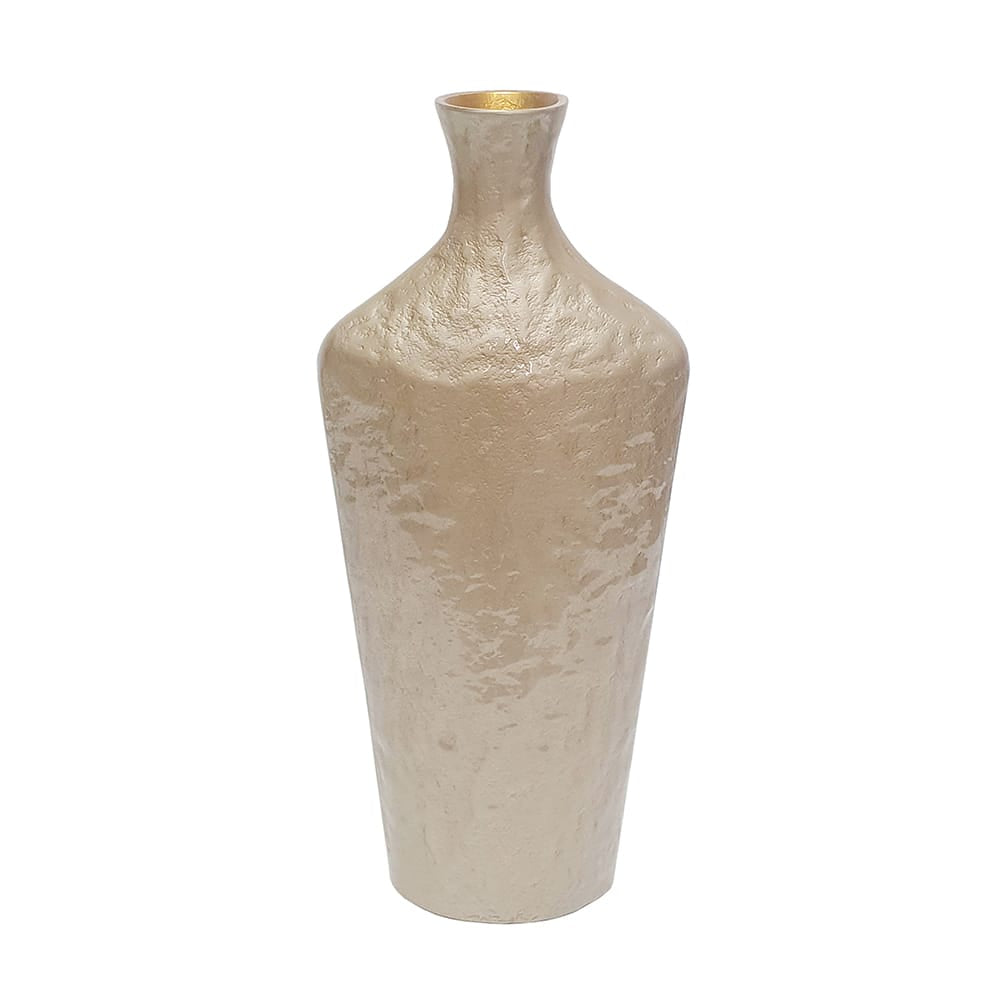 Sculptural Aluminum Accent Vase with Textured Champagne Gold Finish