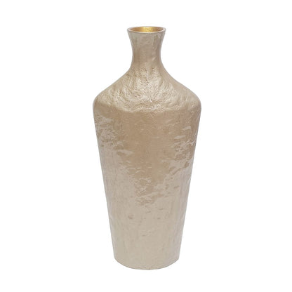 Sculptural Aluminum Accent Vase with Textured Champagne Gold Finish