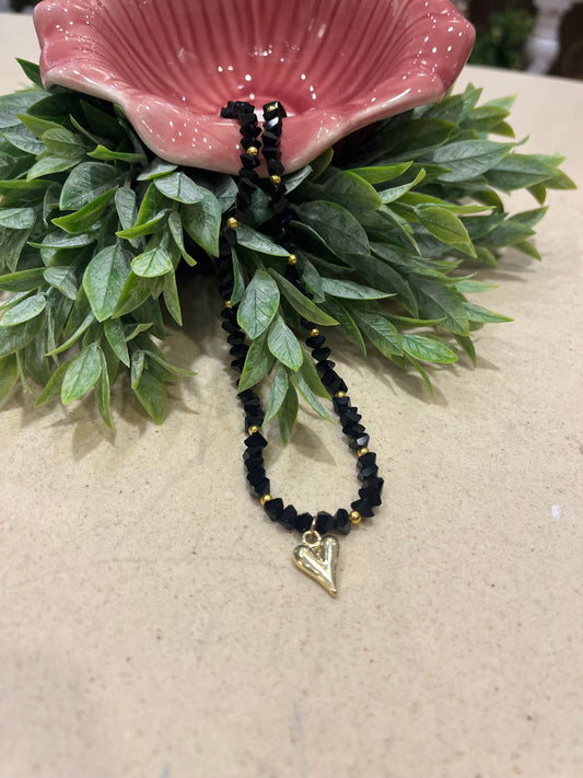 Black Heart Charm Necklace