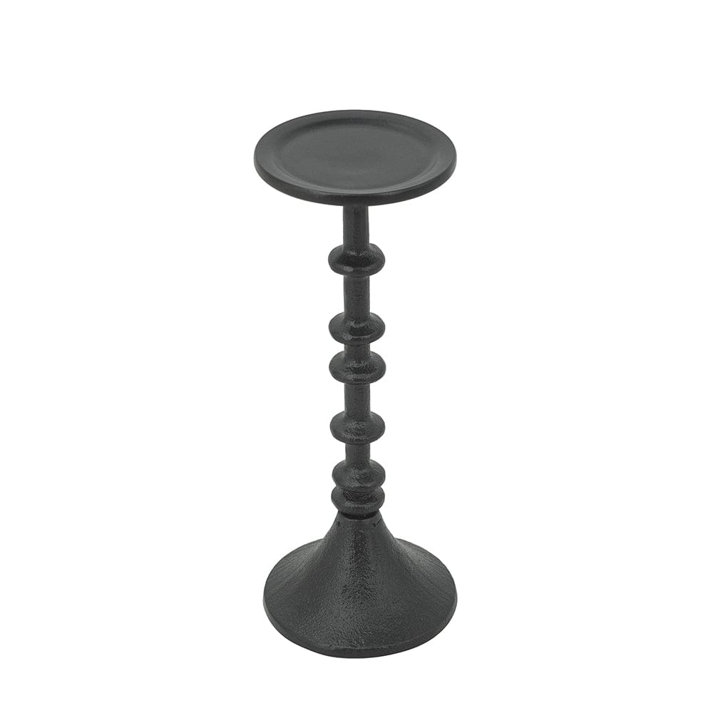 D4x11" Decorative Black Iron Candle Holder with Spindle Design