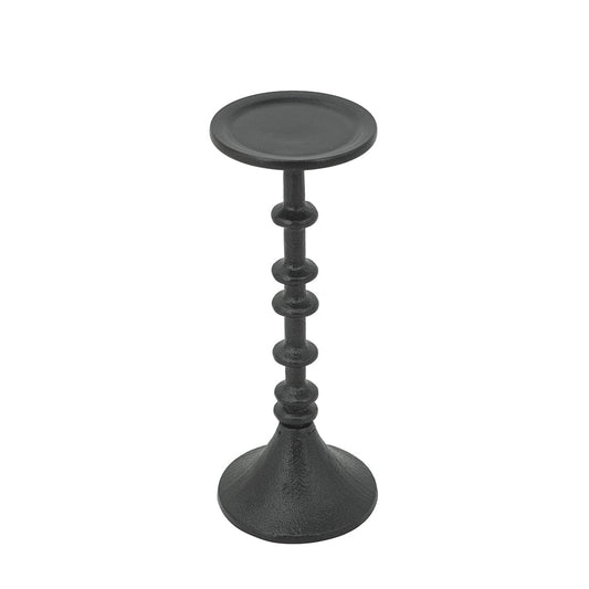 D4x11" Decorative Black Iron Candle Holder with Spindle Design