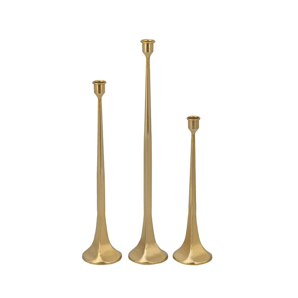 Gold Iron Candle Holders with Flared Bases - 3 Sizes