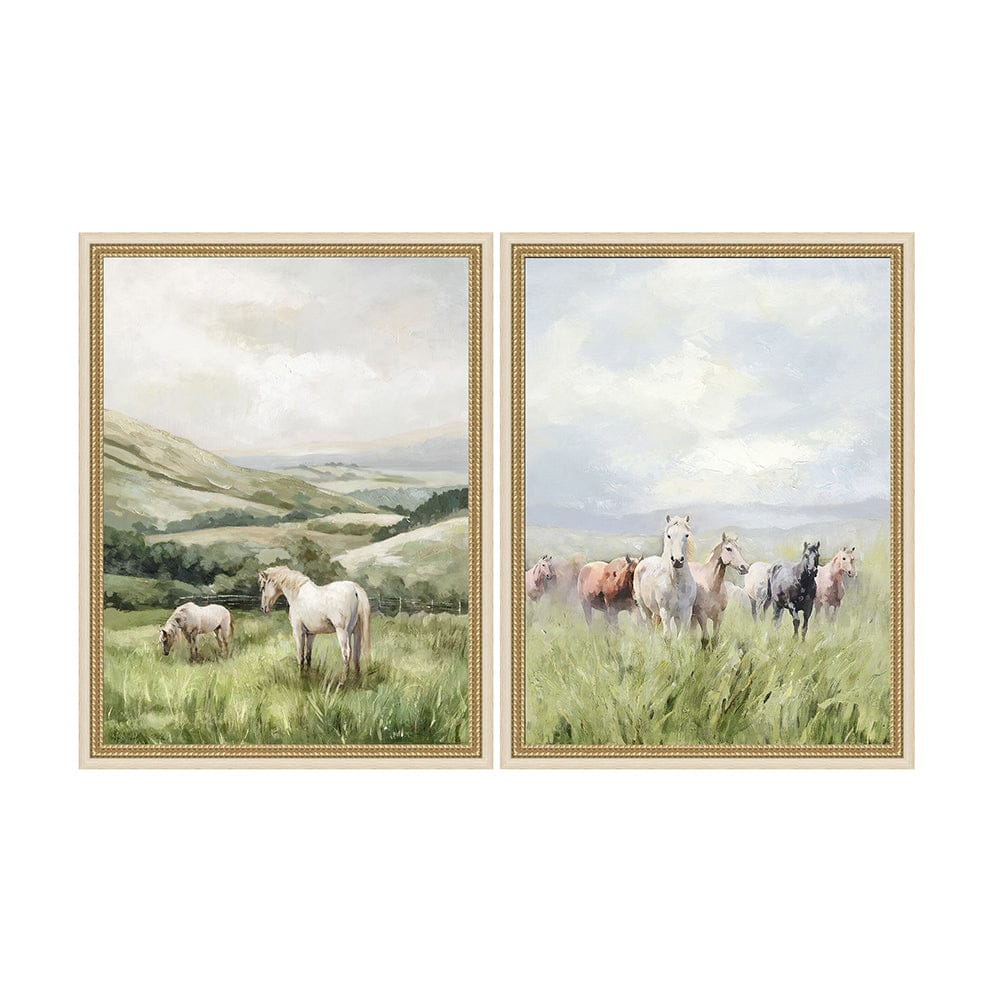 23.5x31.5" Multicolored Canvas Prints with Coordinated Horse Motifs