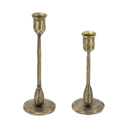 Aged Bronze Iron Taper Candle Holders 6S/CTN L:D3x10" S:D3x8"