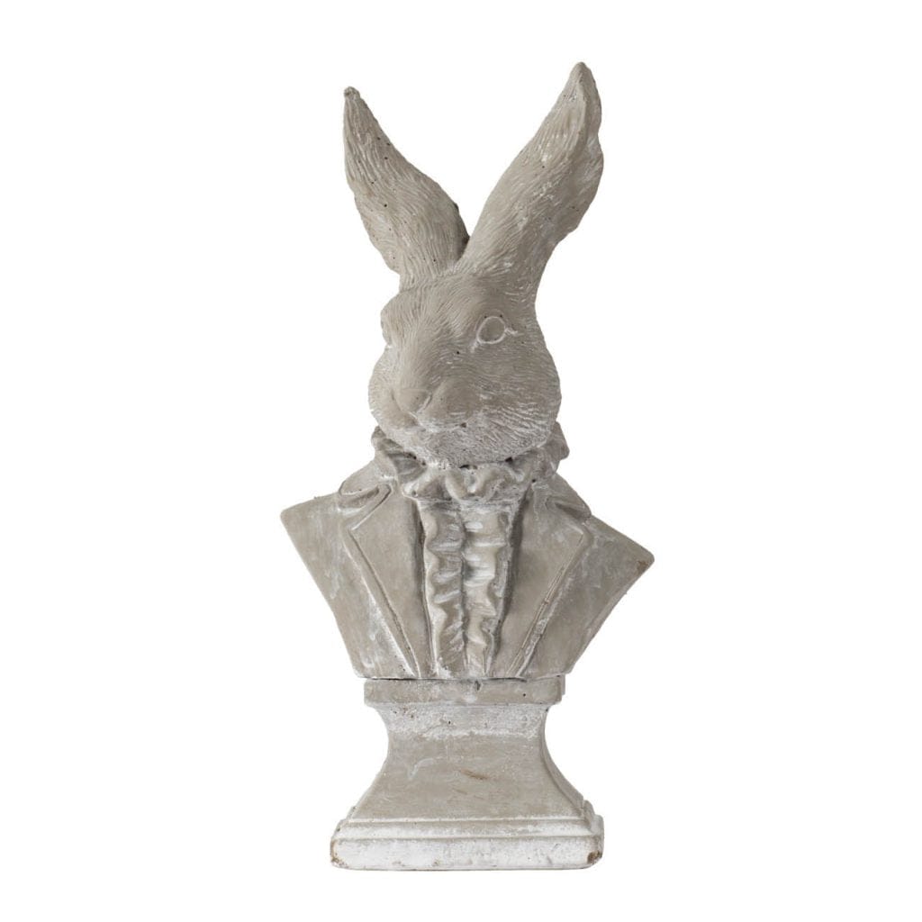Gray Cement Rabbit Bust Accent