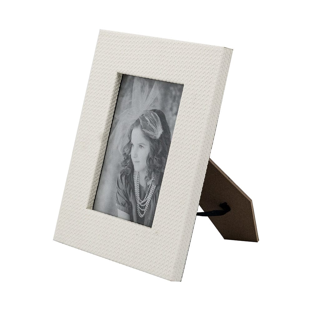 Decorative 8.3x10" White Faux Leather Photo Frame,4.5x6.5"