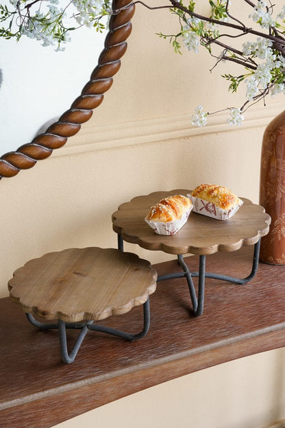 Brown Fir Wood Riser with Black Iron Frame (2 Sizes)