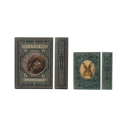 Canvas Book Storage Boxes with Bird Nest/Rabbit