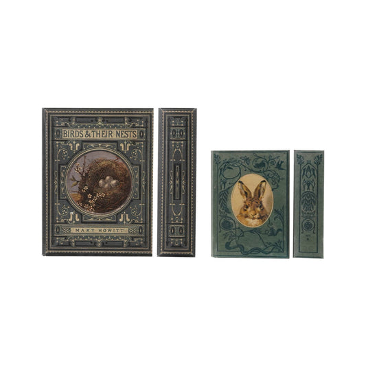 Canvas Book Storage Boxes with Bird Nest/Rabbit