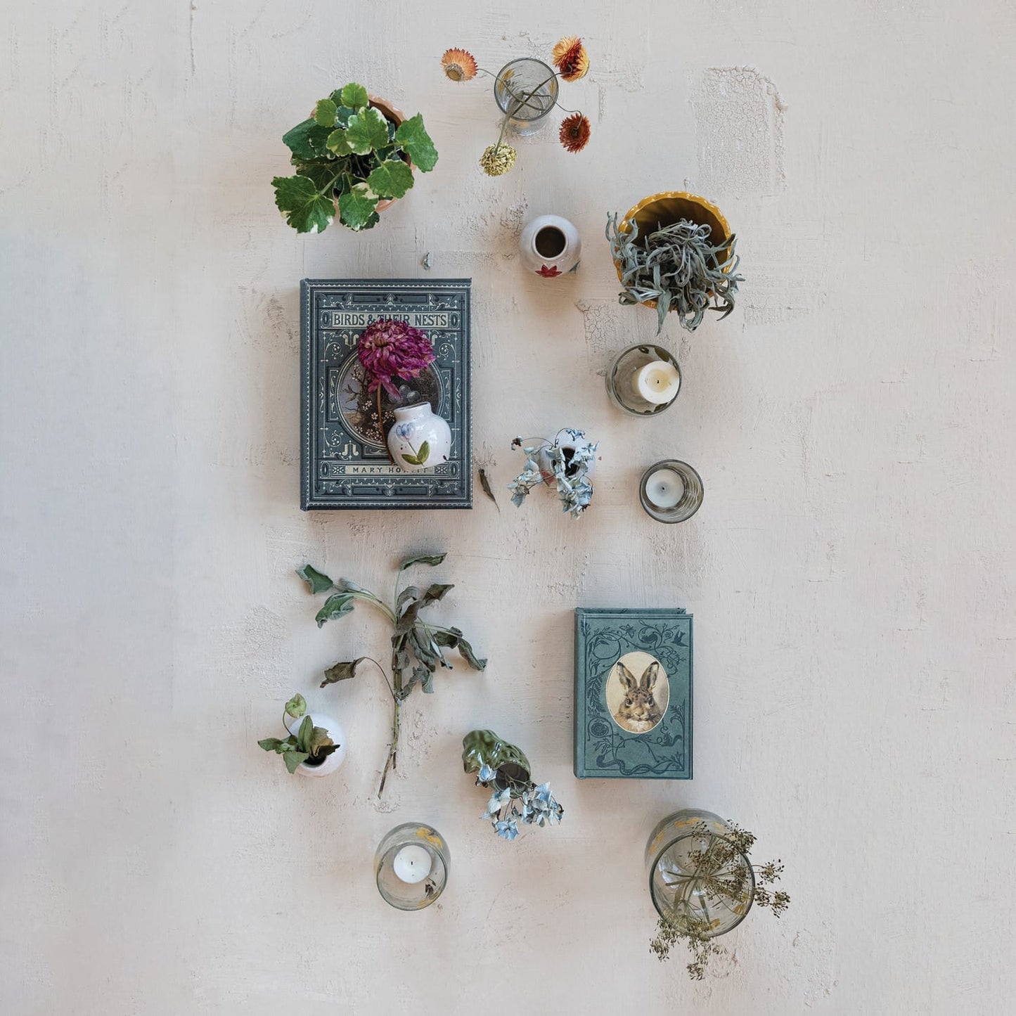 Canvas Book Storage Boxes with Bird Nest/Rabbit