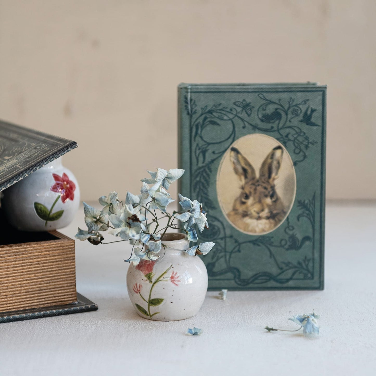 Canvas Book Storage Boxes with Bird Nest/Rabbit