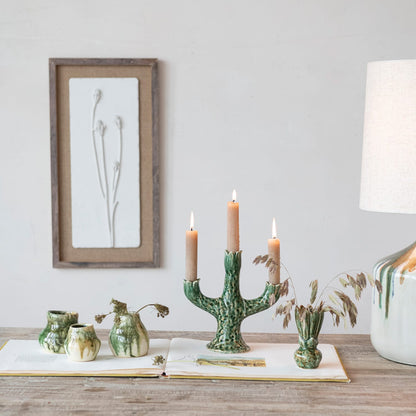Wood Framed Wall Decor with Plaster Cast Botanical & Jute Mat, White & Brown