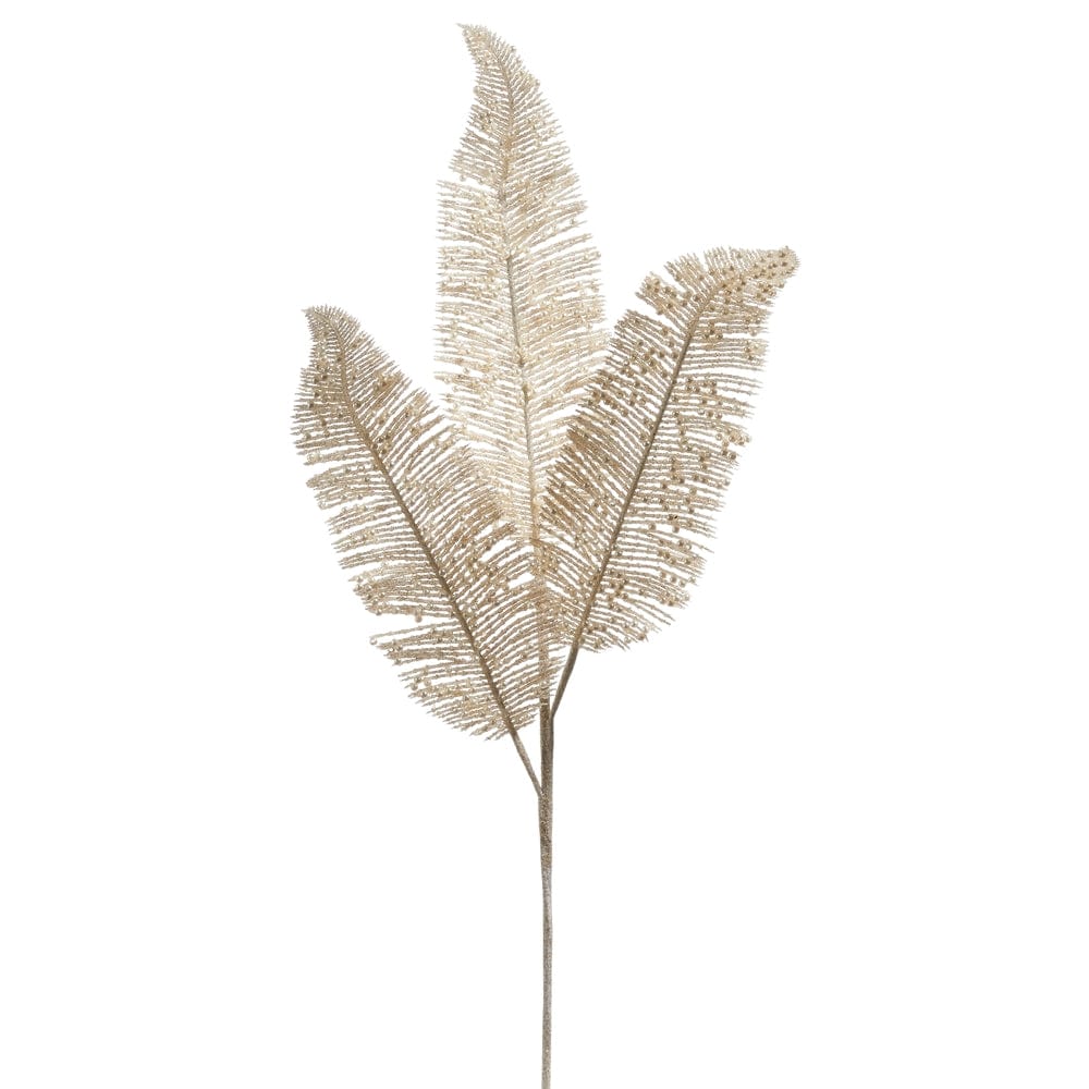 24" Glittered Pearl Fern Spray