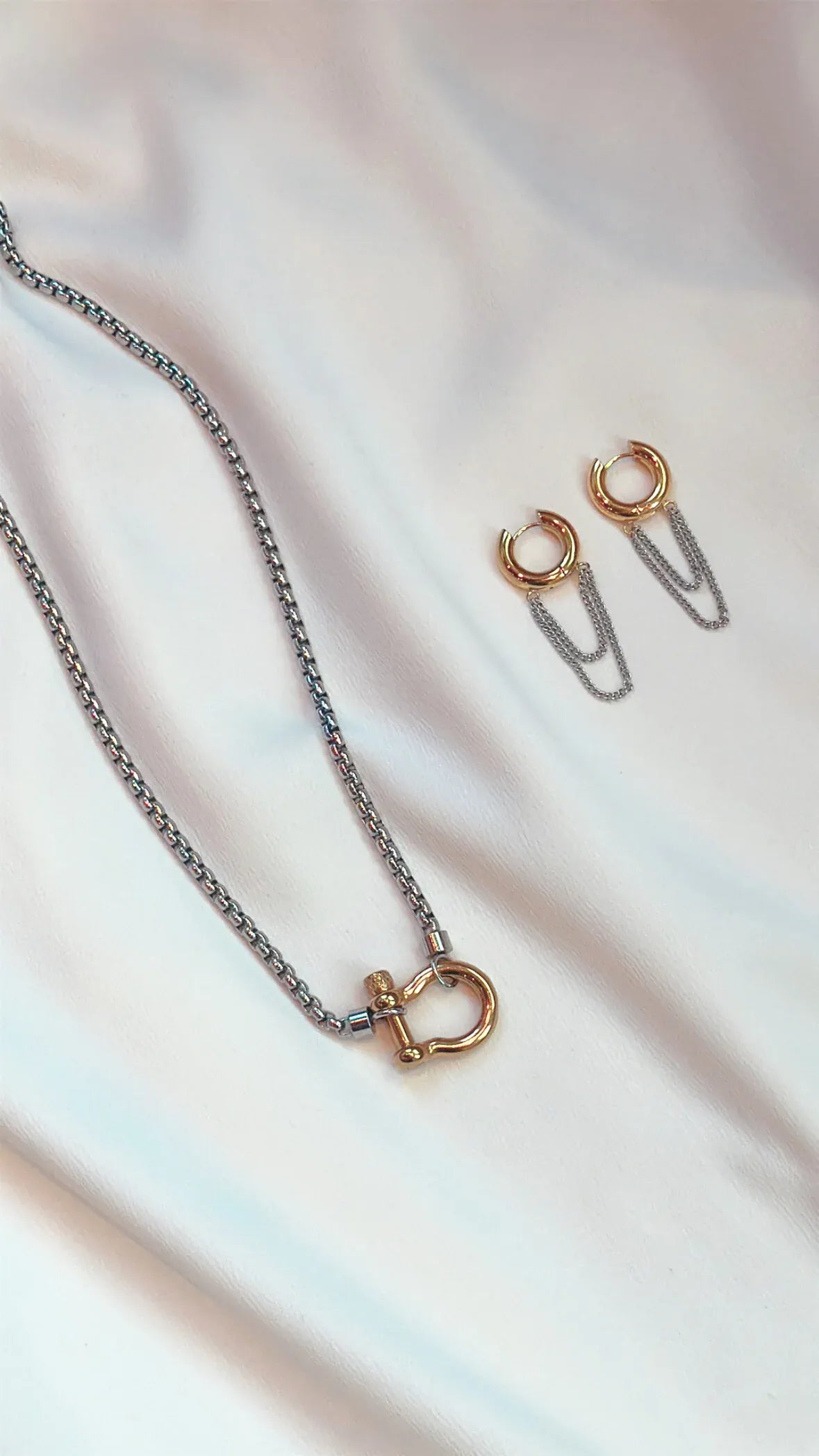 Josie Mixed Metal Fringe Huggie Earrings