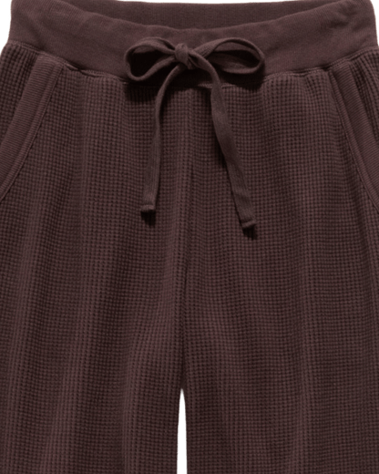Flag and Anthem Stowe dark brown waffle-knit pants with drawstring waist