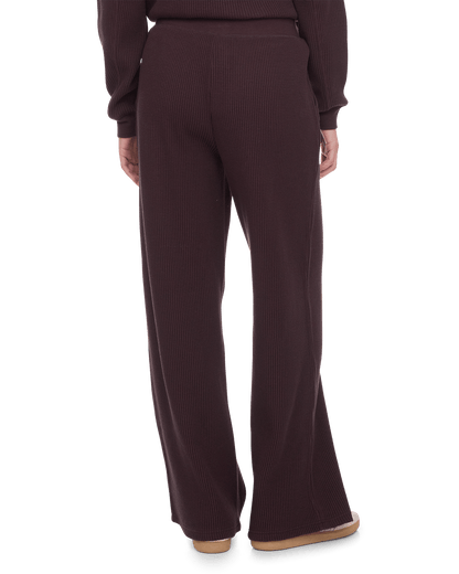 Flag and Anthem Stowe wide-leg waffle-knit pant in dark burgundy brown