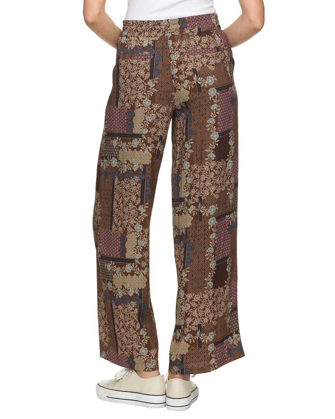 Flag and Anthem Jemison wide-leg pants in brown floral patchwork print