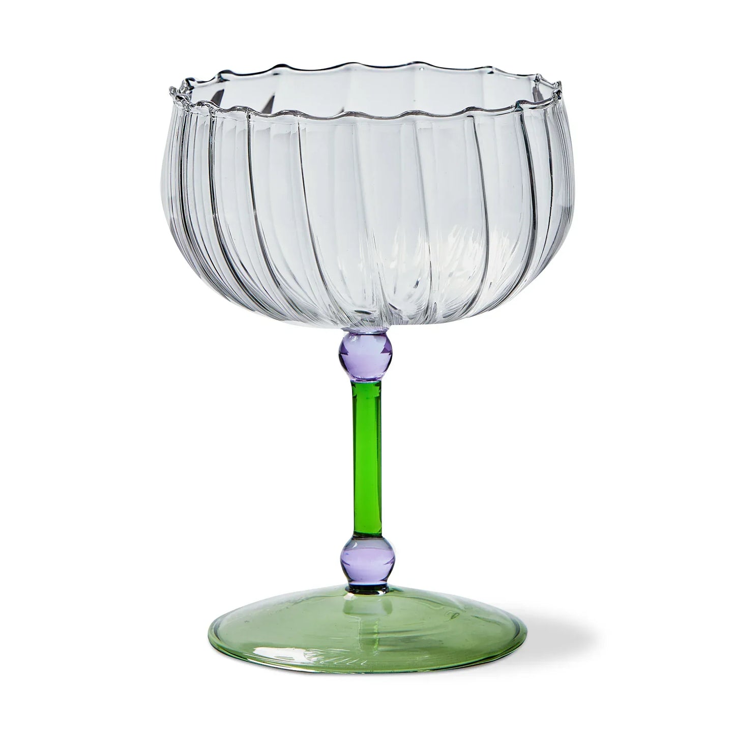Bloom Green and Purple Accent Coupe Glass