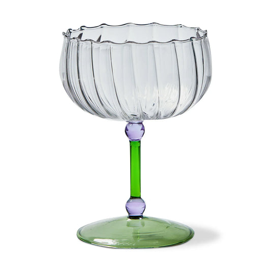Bloom Green and Purple Accent Coupe Glass