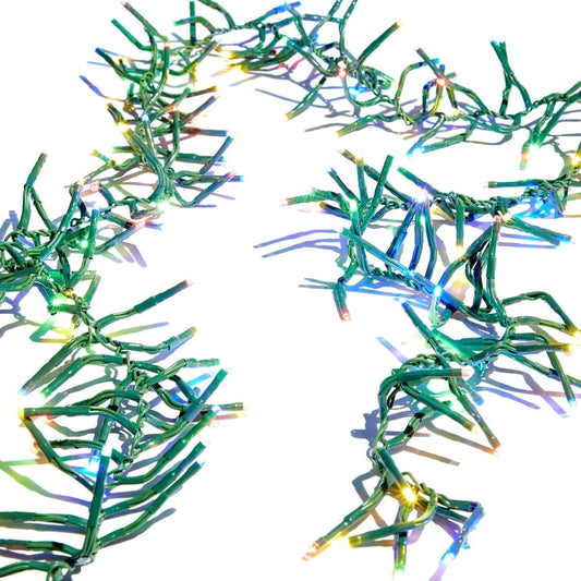 19.6' Cluster Glnd Green Wire W/600 Multicolor Lights