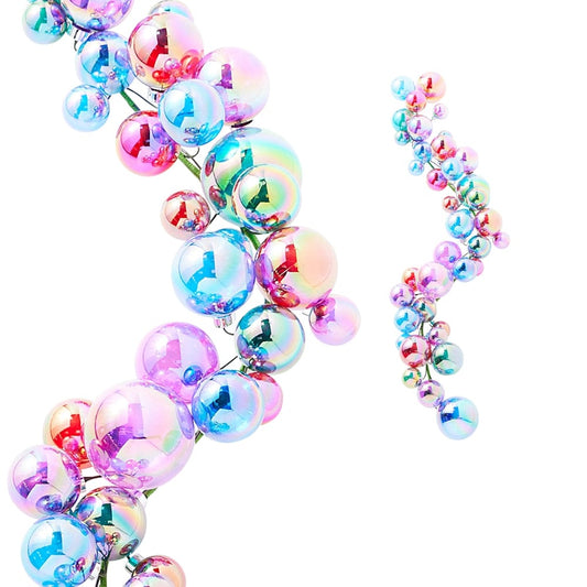 4' Jewel Tone Iridescent Ball Garland