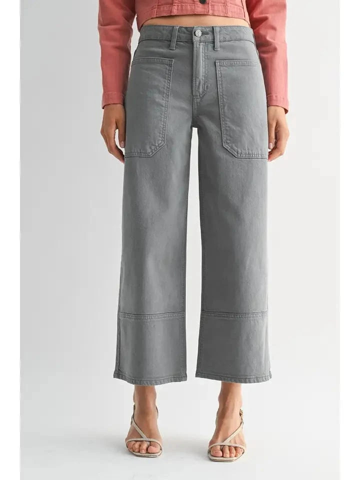 High Rise Cropped Wide Leg - Storm Gray
